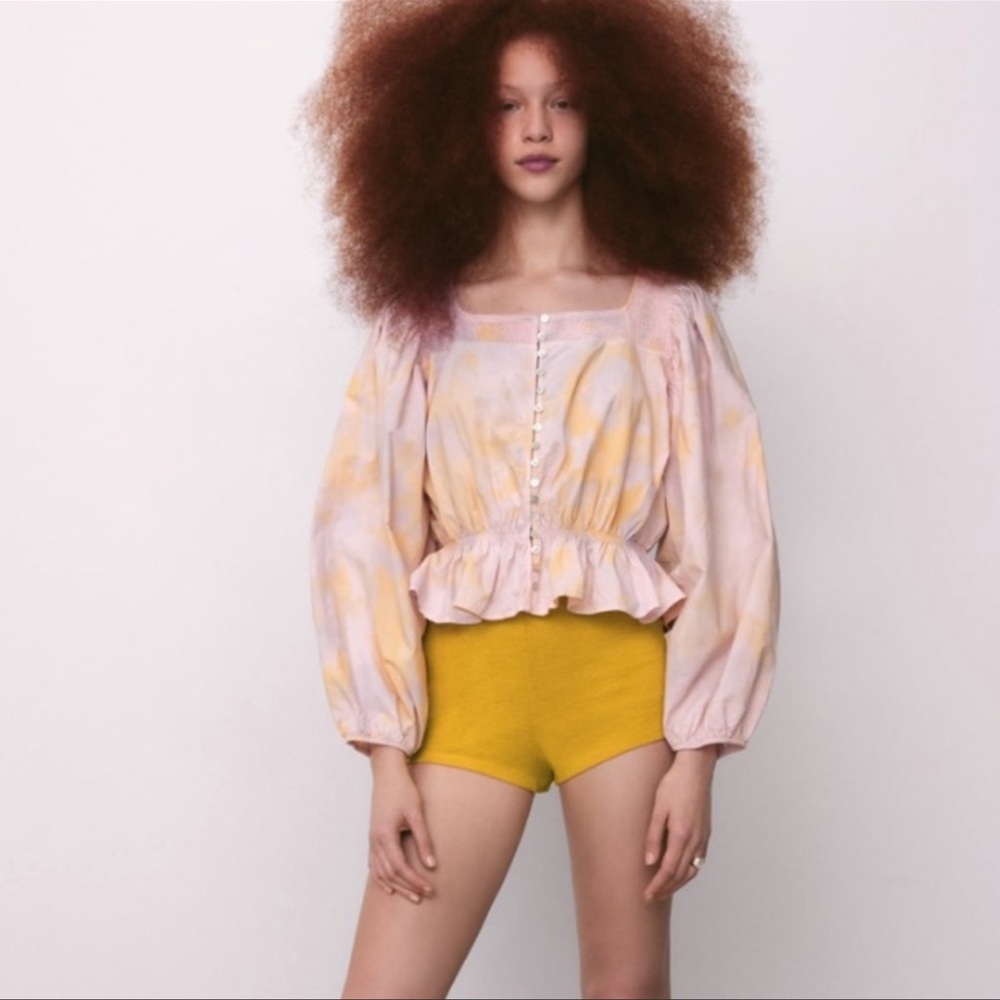 Zara Tie Dye Peasant Crop Blouse -Small